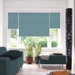 duck egg blue roller blind with dim out fabric