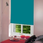 Turquoise Roller Blind with dim out fabric