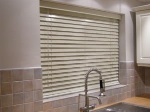 cheap cream faux wood blinds