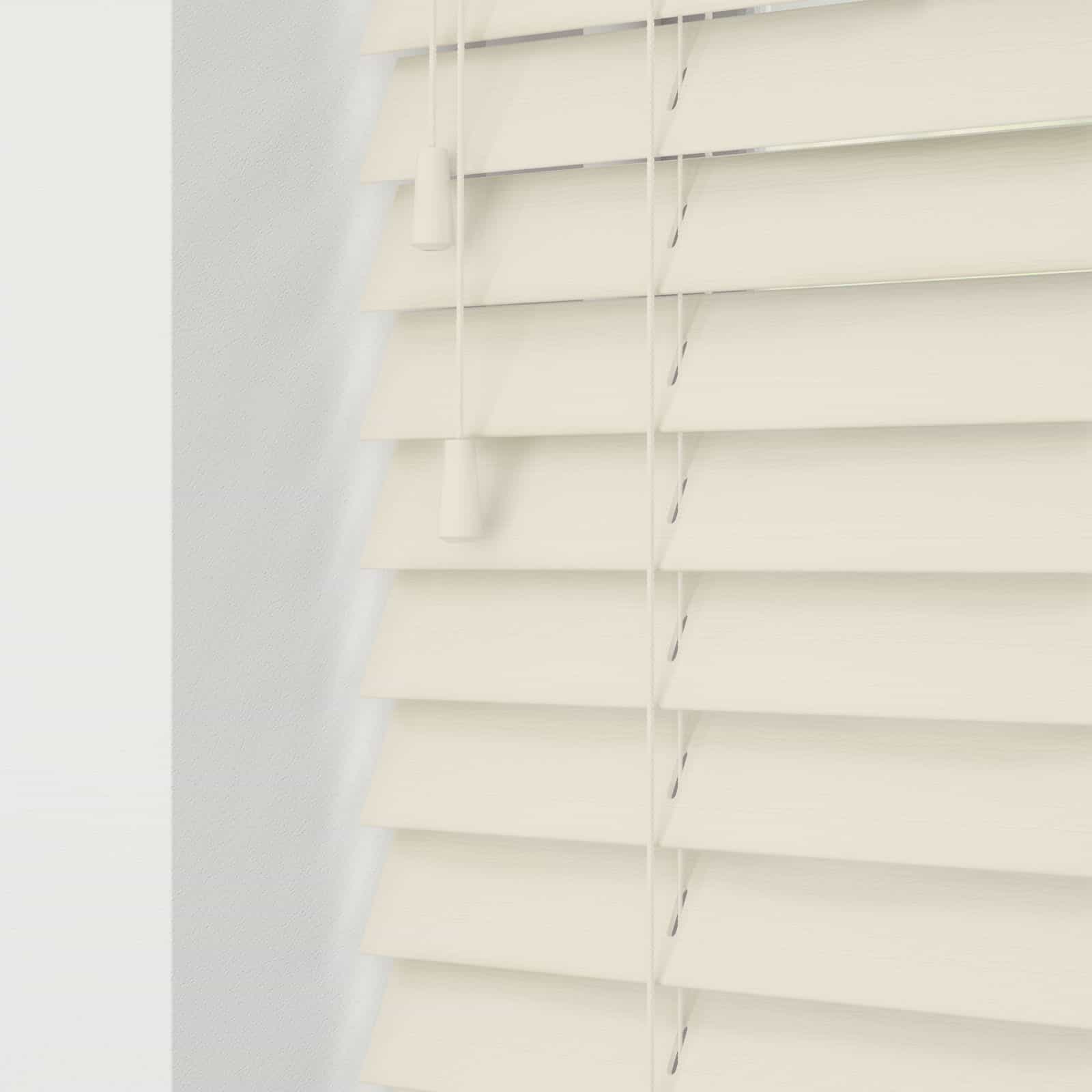  Cream  Faux Wood Venetians Wood Grain Effect With Cords 