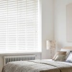 bright white faux wood venetian blinds with tapes wood grain effect