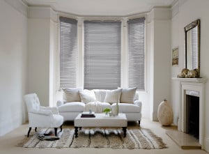 Ash Grey Wood Venetian Blinds With Cords