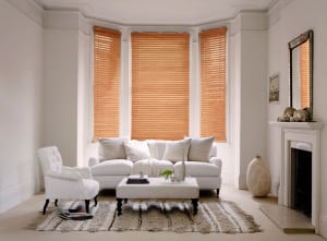 Burnished Oak Wooden Venetian Blinds With Cords Room
