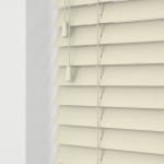 ivory wood venetian blinds with cords close up