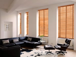 Burnished Oak Wooden Venetian Blinds With Tapes