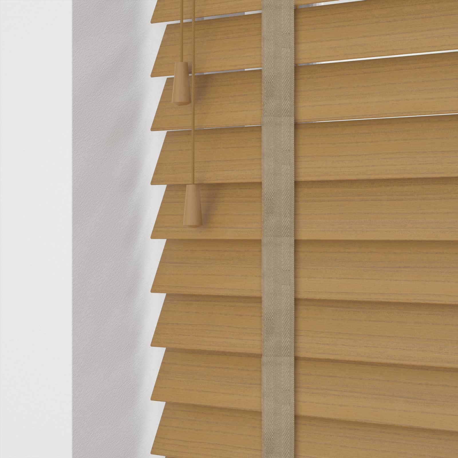 Light Oak Faux Wood Blinds With Tapes 