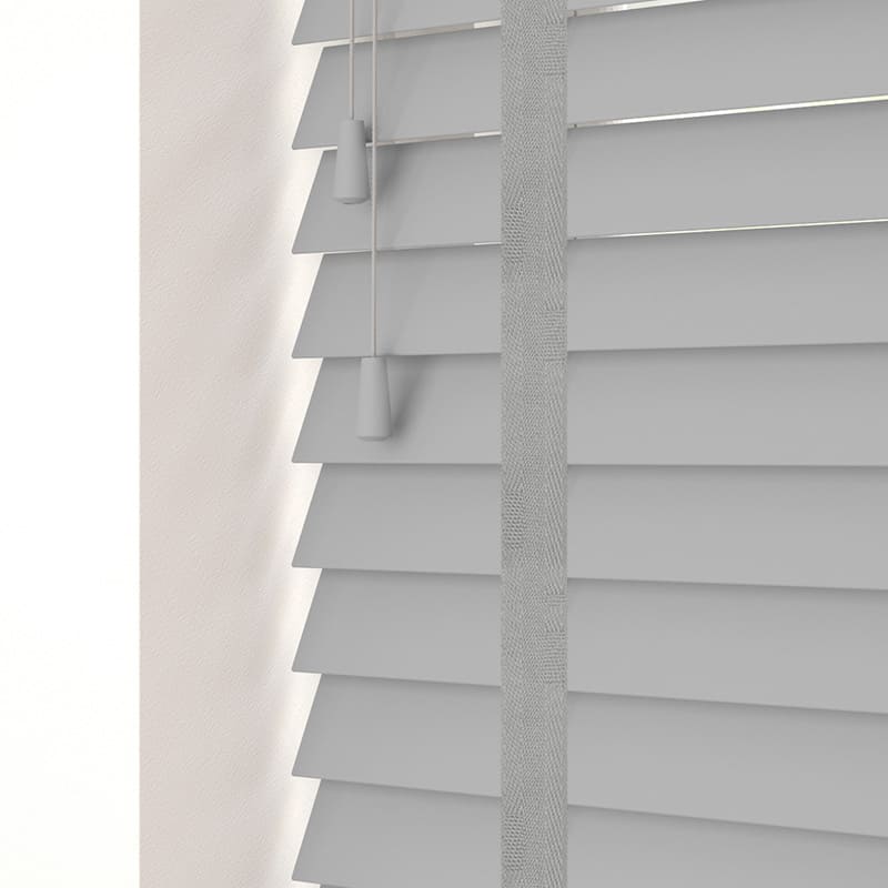 Dove Grey Faux Wood With Tapes, Wooden Faux Blinds With Tapes