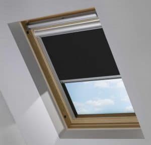 Black Motorised Electric Solar Powered Remote Control Skylight Blinds