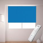 bright blue electric motorised remote control roller blinds