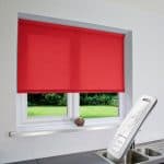 bright red electric motorised remote control roller blinds