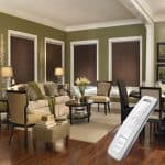 brown electric motorised remote control roller blinds