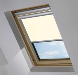 Cream Electric Motorised Solar Powered Remote Control Skylight Blinds