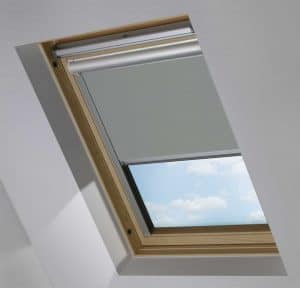 Grey Motorised Electric Solar Powered Remote Control Skylight Blinds