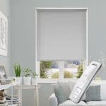 white blackout electric motorised remote control roller blinds
