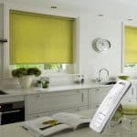 lime green electric motorised remote control roller blinds