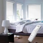 white blackout electric motorised remote control roller blinds