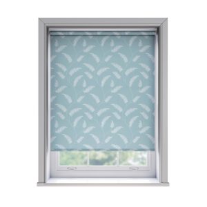 Cheapest Azure Blue Roller Blind with Fern Leaf Pattern