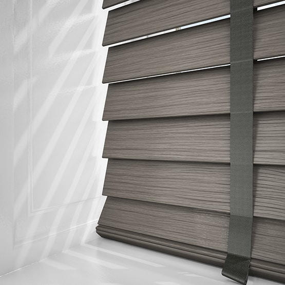 Smoke Grey Faux Wood Tapes Est, Grey Faux Wooden Blinds With Tapes
