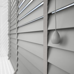 cheap medium grey faux wood blinds with tapes