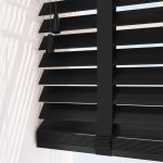 black faux wooden blinds with tapes