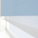 Double Roller Blind Powder Blue & White Motorised