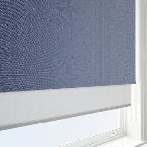 Double Roller Blind Denim Blue & Grey Motorised