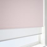 Double Roller Blind Peony Pink & White Motorised