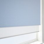 Double Roller Blind Powder Blue & White Motorised