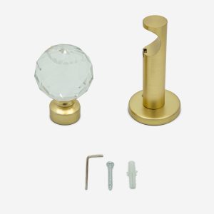 Brushed Gold Crystal Curtain Pole Fittings