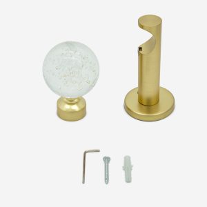 Brushed Gold Glass Bubbles Curtain Pole Fittings