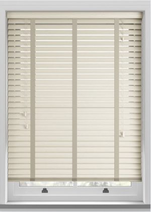 Cheap Buttercream Cream Woodgrain Real Wood Texture Venetian Blind with Tapes