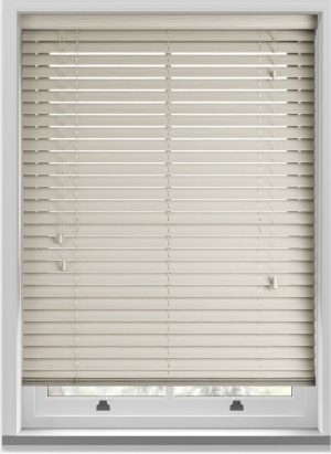 Cheap Cream 50mm Woodgrain Real Wood Texture Venetian Blind