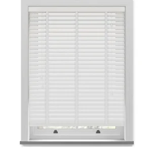 Off White Woodgrain Faux Wood Venetian Blinds With Tapes