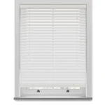 Off White Woodgrain Faux Wood Venetian Blinds With Cords