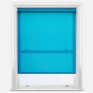 Bright blue roller blind with motor