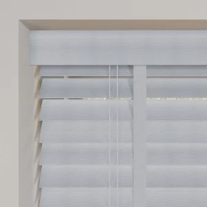 realm grey woodgrain faux wood venetian blinds with tapes close up