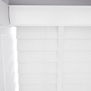Sale Bright White Woodgrain Faux Wood Venetian Blind with Tapes
