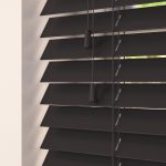 black faux wood blinds with cords