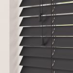 black motorised wooden venetian blind