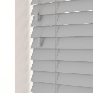 Dove Grey Faux Wood Blinds With Cords